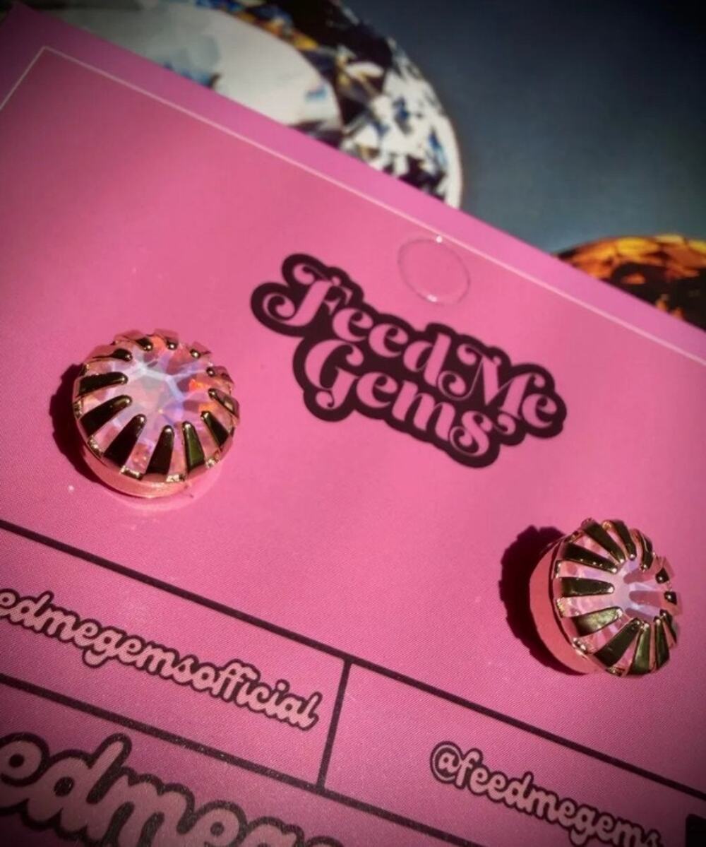 Feed Me Gems | The Blooms Studs Earrings | Pink Opal